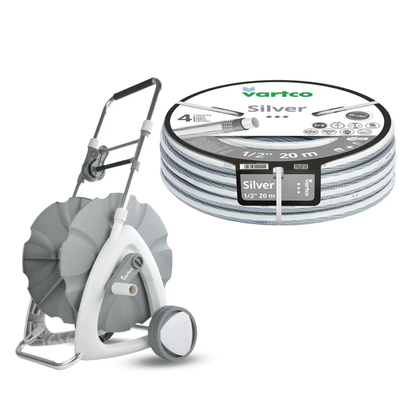 Gartenschlauchwagen + Gartenschlauch Vartco Silver 1/2" 20 m Agaplast
