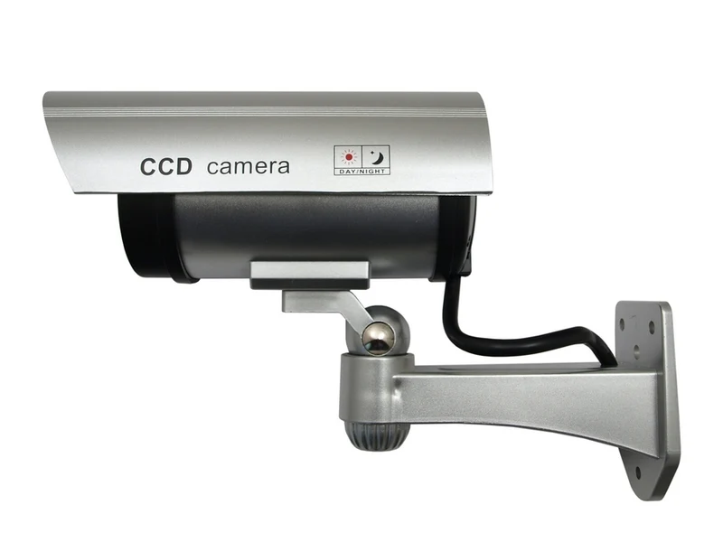 Wasserdichte Kamera Attrappe Dummy mit blinkender LED Silber