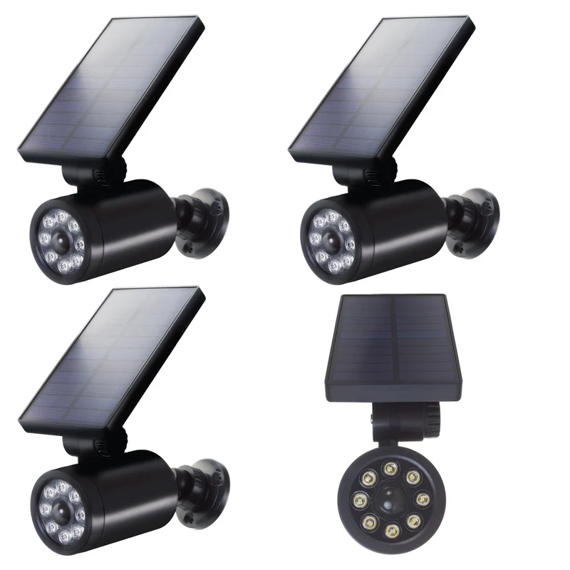Solar Kamera-Attrappe, blinkende LED, Bewegungsmelder, LED-Beleuchtung, Aufkleber, SOL1801S, 4 Stück