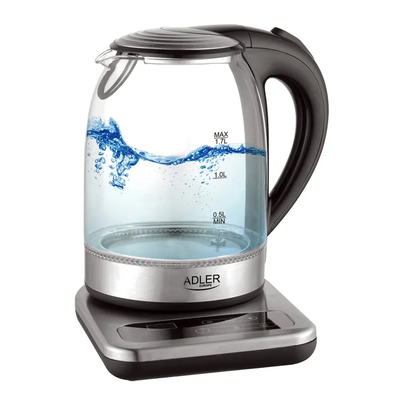 Glas-Wasserkocher 1,7 L mit Temperaturregler Adler AD 1293