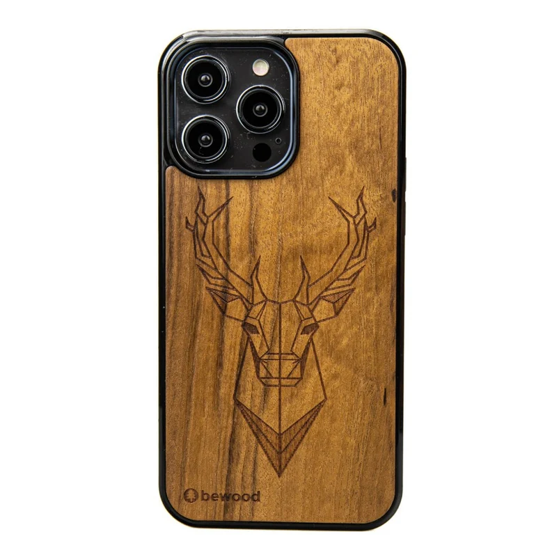 Bewood Handyhülle Holzetui Kompatibel mit iPhone 14 Pro Max Schutzhülle Hergestellt aus Naturholz Handwerkliche Präzision (Hirsch/Imbuia)