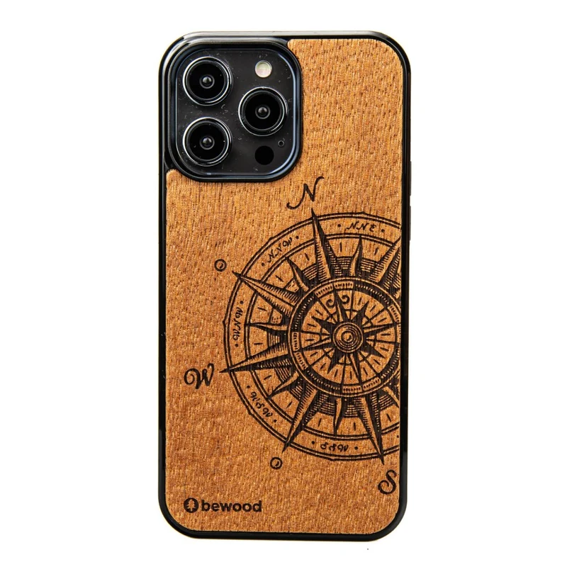 Bewood Handyhülle Holzetui Kompatibel mit iPhone 14 Pro Max Schutzhülle Hergestellt aus Naturholz Handwerkliche Präzision (Traveler / Merbau)