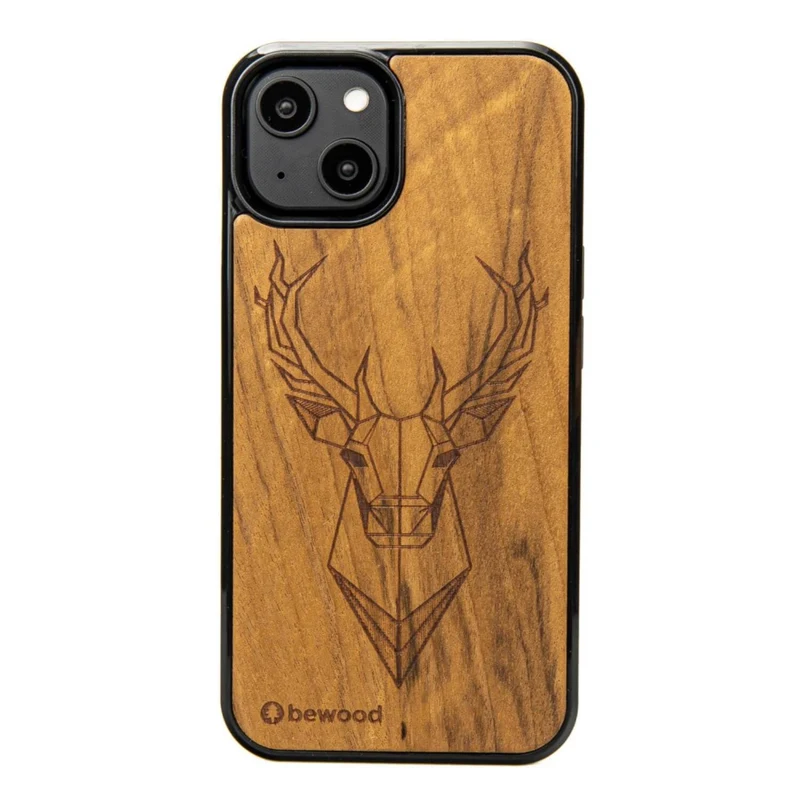 Bewood Handyhülle Holzetui Kompatibel mit iPhone 14 Schutzhülle Hergestellt aus Naturholz Handwerkliche Präzision (Hirsch/Imbuia)