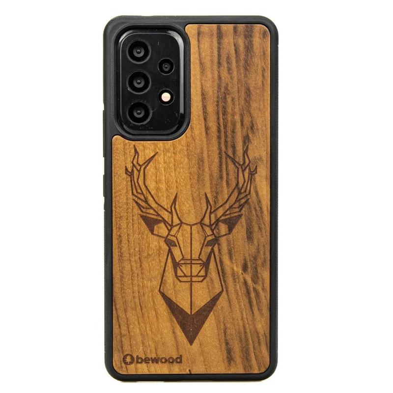 Bewood Handyhülle Holzetui Kompatibel mit Samsung Galaxy A53 5G Schutzhülle Hergestellt aus Naturholz Handwerkliche Präzision (Hirsch/Imbuia)