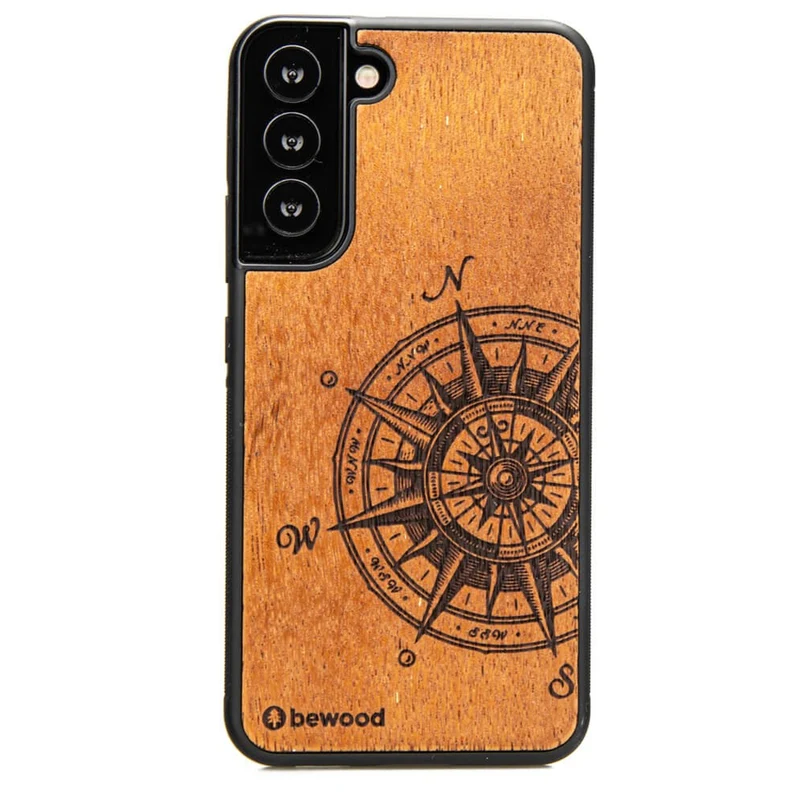 Bewood Handyhülle Holzetui Kompatibel mit Samsung Galaxy S22 Plus Schutzhülle Hergestellt aus Naturholz Handwerkliche Präzision (Traveler / Merbau)