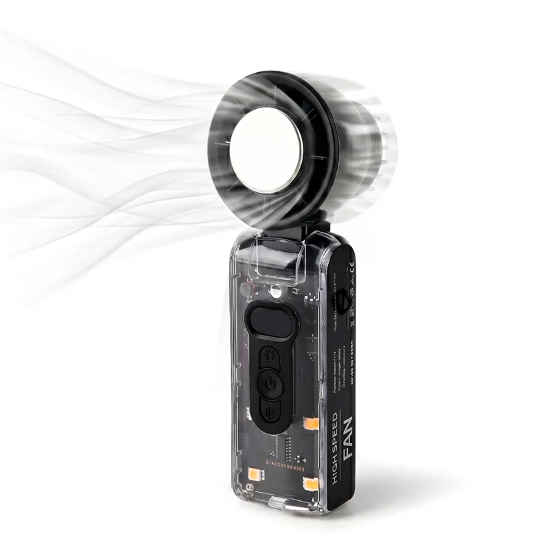 LIVMORE faltbarer Mini-Ventilator, LED-Licht, 1800mAh Akku, Weiß