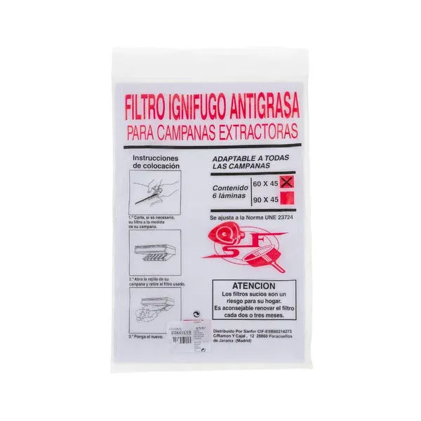 Flammhemmender Papierfilter für Dunstabzugshaube 60x45 Standard 00460159