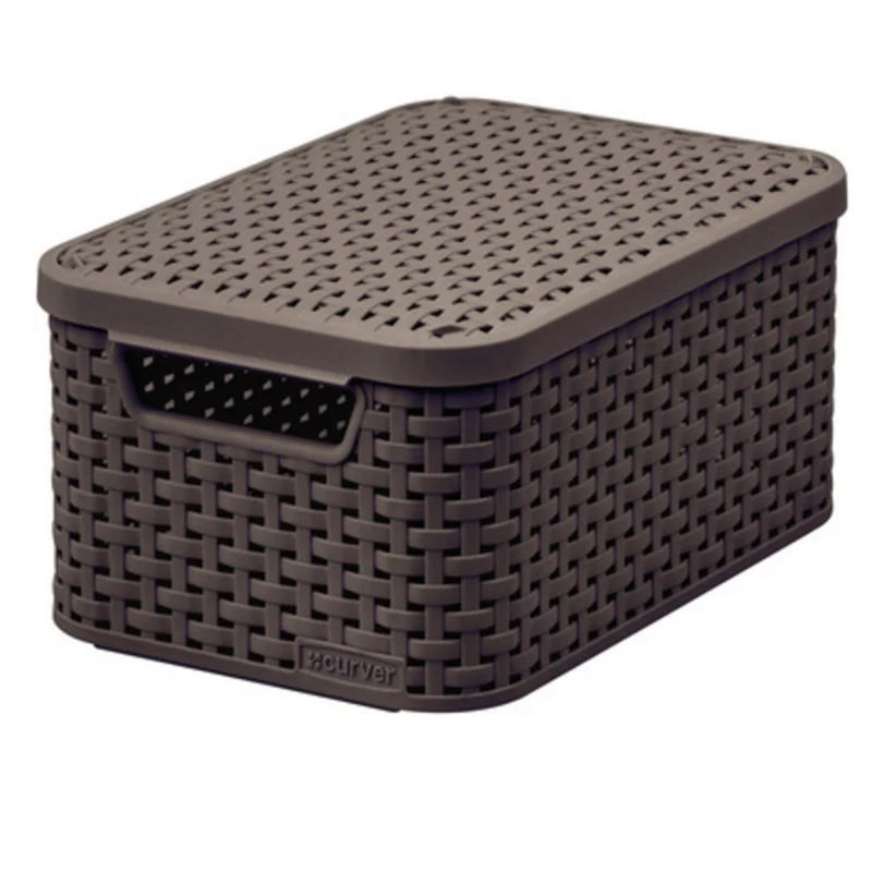 Korb mit Deckel Curver Rattan Style M dunkelbraun