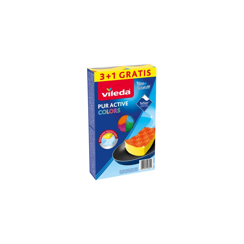 4er Set Topfreiniger Vileda Pur Active Colors Scheuerschwamm