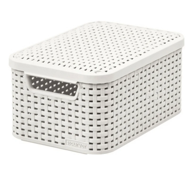 Beigegebogener Rattan My Style Korb mit Deckel