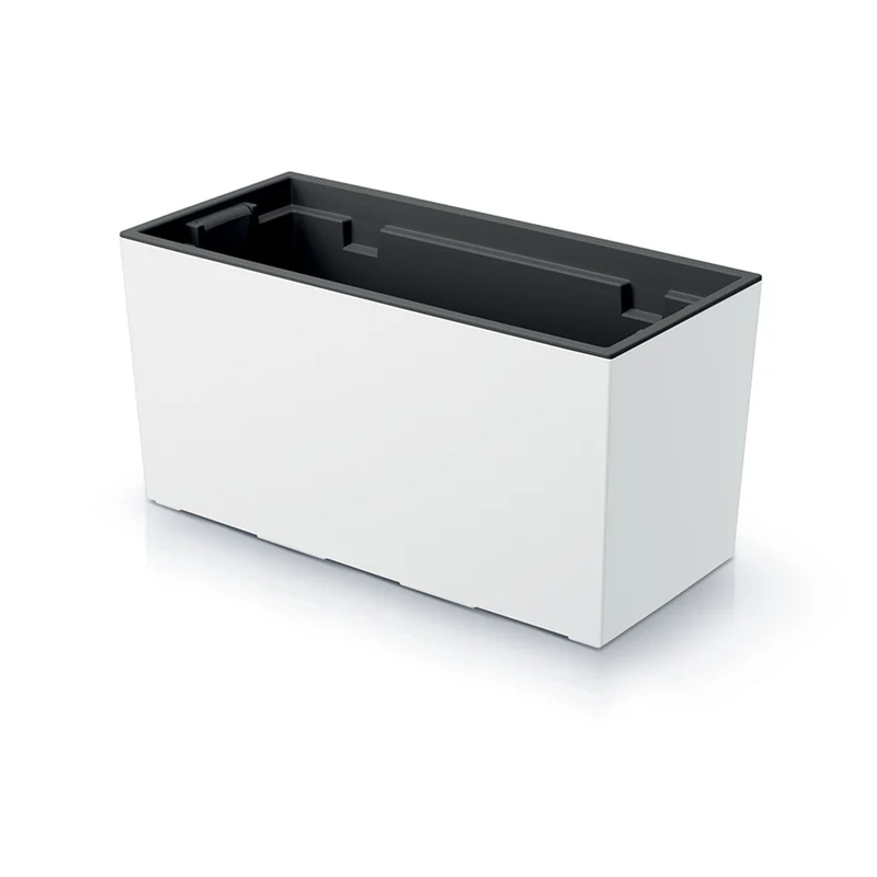 Urbi Case Blumenkasten mit Innentopf für Innen- und Außenbereich Rechteckig Blumentopf UV-beständig (395x185x195mm, Weiß)
