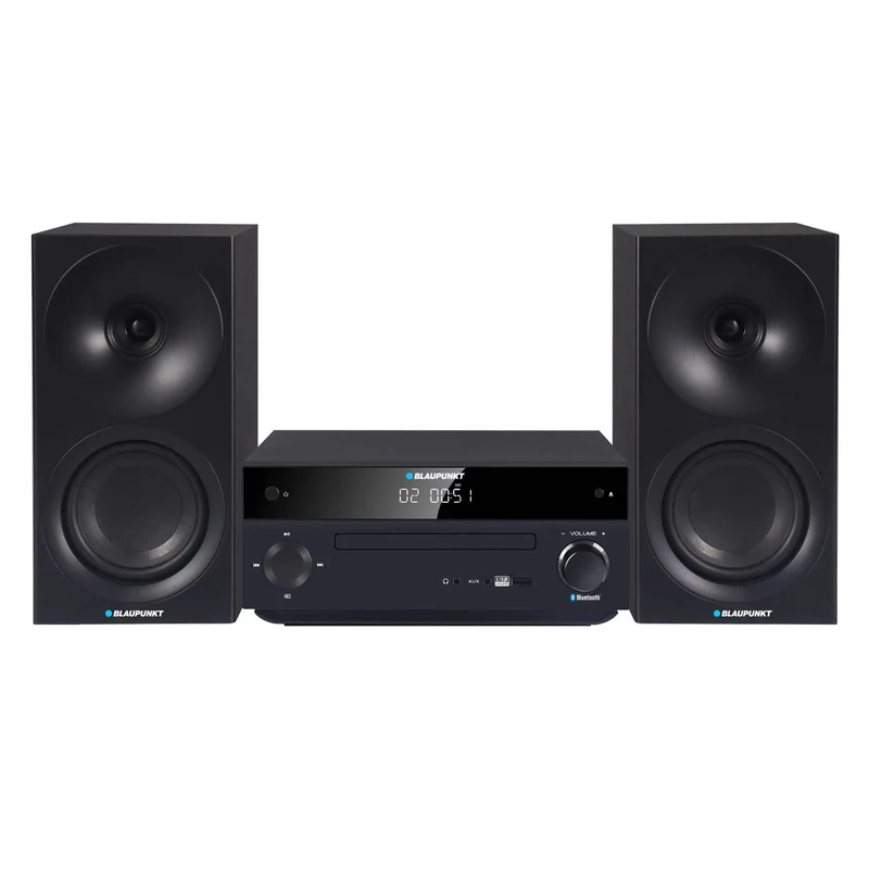 Blaupunkt Micro-Stereoanlage, Leistung 150 W, FM-Radio, AUX-Anschluss und USB-Anschluss, Bluetooth, HDMI-Eingang, Wecker, LED-Display, Farbe: Schwarz, MS30.02BT