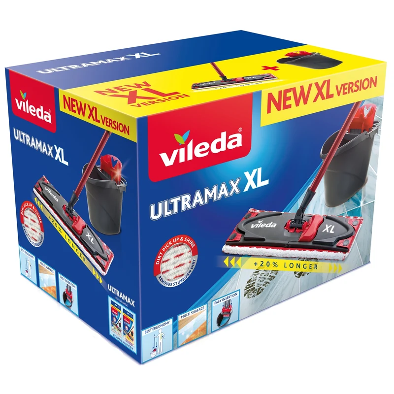 VILEDA ULTRAMAX BOX XL 42CM Bodenwischer Mopp mit Stange und Eimer