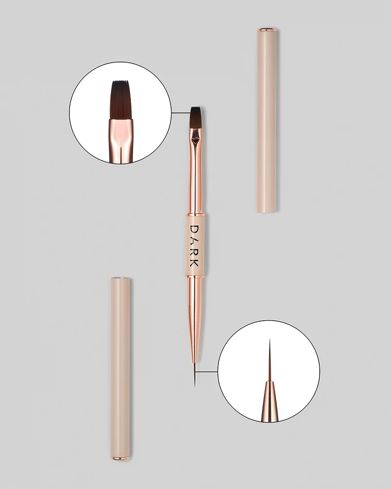 DARK Doppelseitiger Pinsel Beige (Liner 11 mm + flacher, quadratischer Gelpinsel 9 mm)