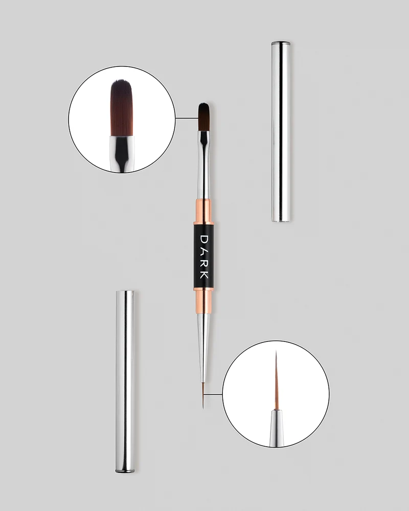 DARK Doppelseitiger Pinsel (Liner 10 mm + abgerundeter Gelpinsel 12 mm) (aktualisiertes Design)