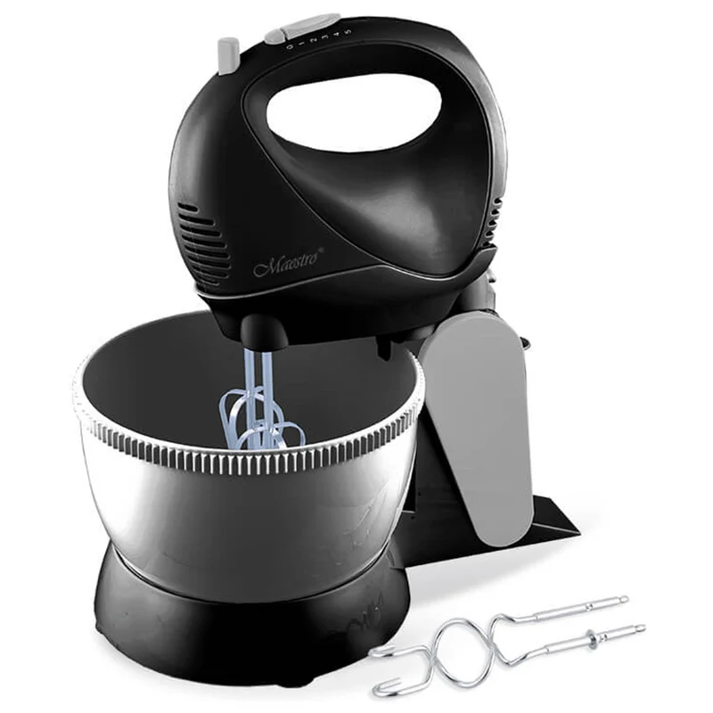 Mixer mit Rotierender Schüssel, Leistung: 600 W, 5 Geschwindigkeitsstufen, „Turbo“-Funktion, Fassungsvermögen von 3L (Schwarz)