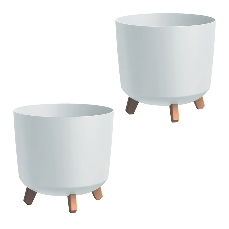 Prosperplast Blumentopf mit Füßen, Bewässerungseinsatz, Höhe 28,5cm, weiß, Gracia Tubus, 2er Set