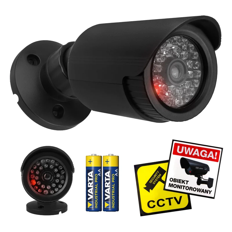 Attrappe einer Röhrenkamera, IR-LEDs, schwarz, Stromversorgung 2xAA (im Lieferumfang enthalten), ABS, IR1800 B