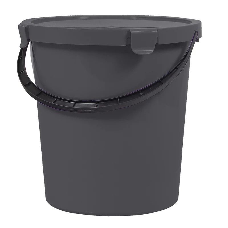 Plast Team Berry 5L Eimer mit Deckel und Griff, dunkelgrau