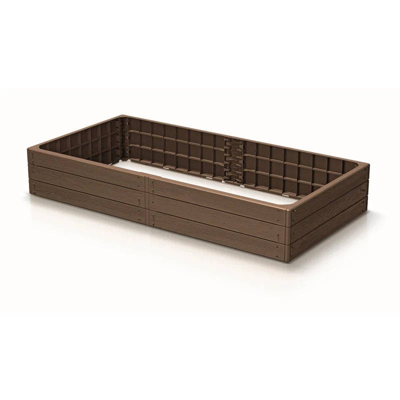 Gartenumrandung Prosperplast Base Woody, 149 x 75 cm, witterungsbeständig, modulare Bauweise, Farbe: Braun, IBWR-7587U