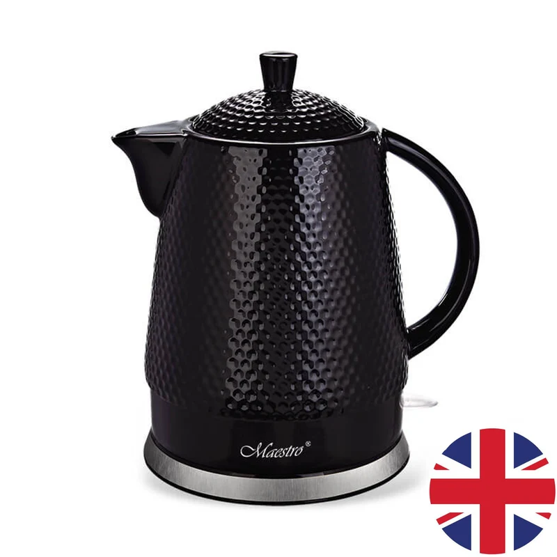 Maestro Keramik-Wasserkocher, 1,5 Liter Fassungsvermögen, 1500 W, schwarz, MR069 UK-Stecker