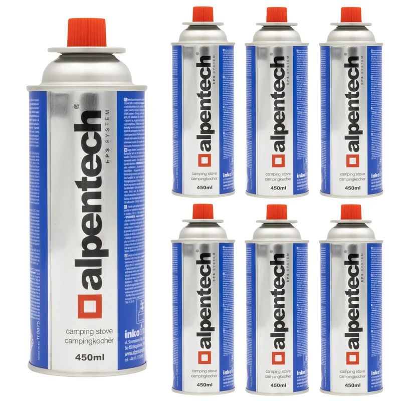 Alpentech-Gaskartusche, 433 ml, gemäß Norm EN 417, Isobutan, EPS-System, IK 301, 7 Stück