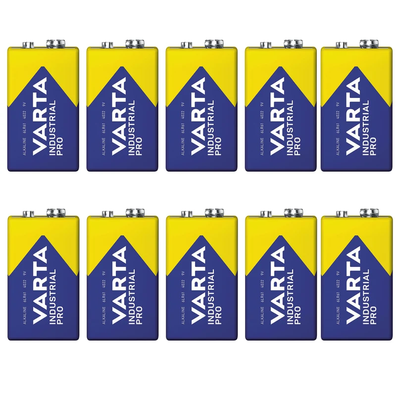 10x Batterie R9V R-9 6LR61 9V R-9 Alkali Varta Industrial Pro