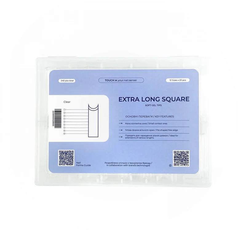 Touch Soft Gel Tips EXTRA LONG SQUARE (240pcs)