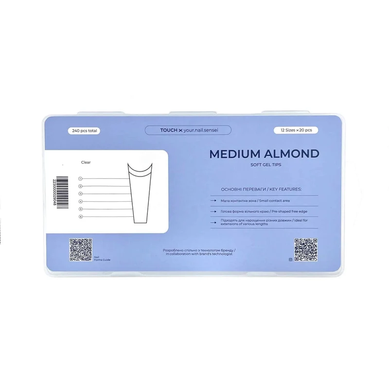 Touch Soft Gel Tips MEDIUM ALMOND (240 pcs)