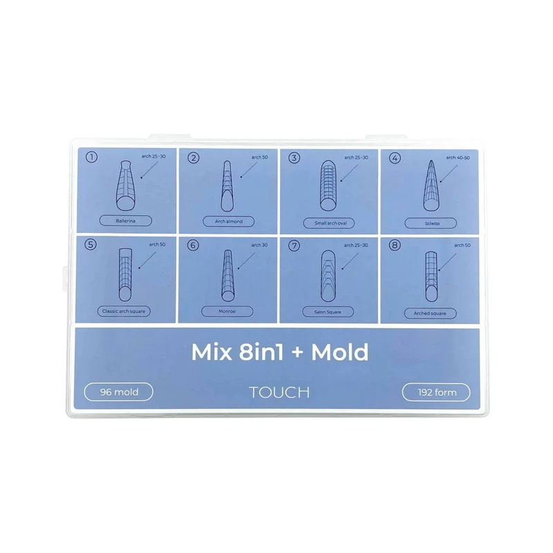 Touch Nail Tips Upper forms modeling Mix 8 in 1 + mold (288 pcs)