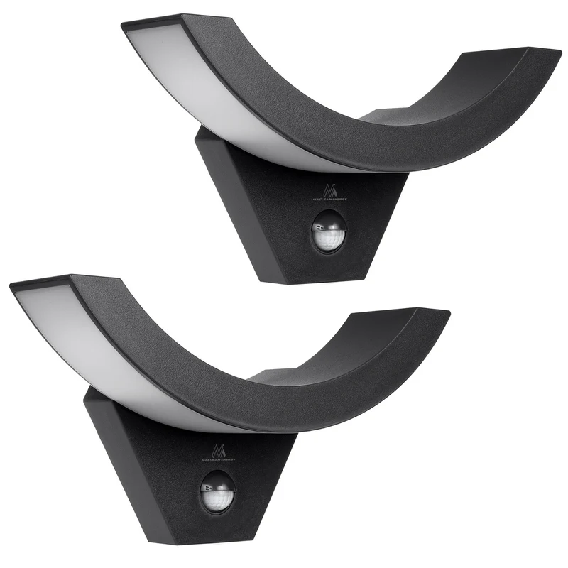 Maclean LED-Lampe mit Bewegungsmelder, Infrarot-Bewegungsmelder, Farbe: Schwarz, 10 W, IP54, 800 lm, MCE290 B, 2 Stück
