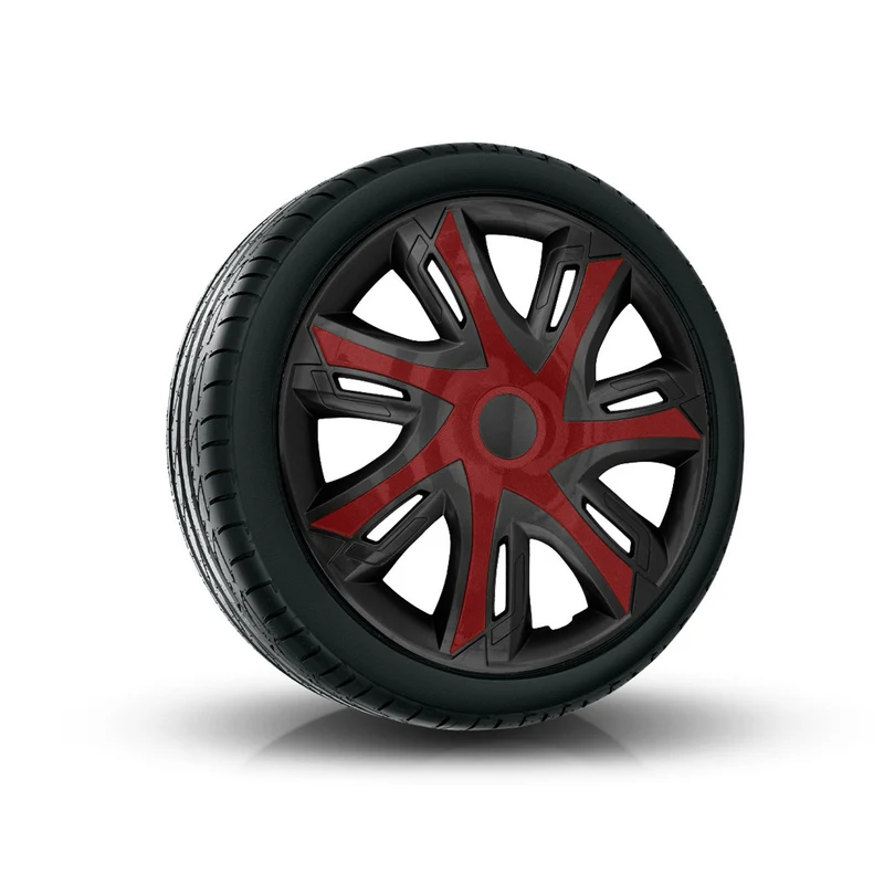 Radzierblenden für Stahlfelgen Zweifarbige Radkappen Satz 4er Set Auto KFZ ABS-Kunststoff Weinrot / schwarz 15"