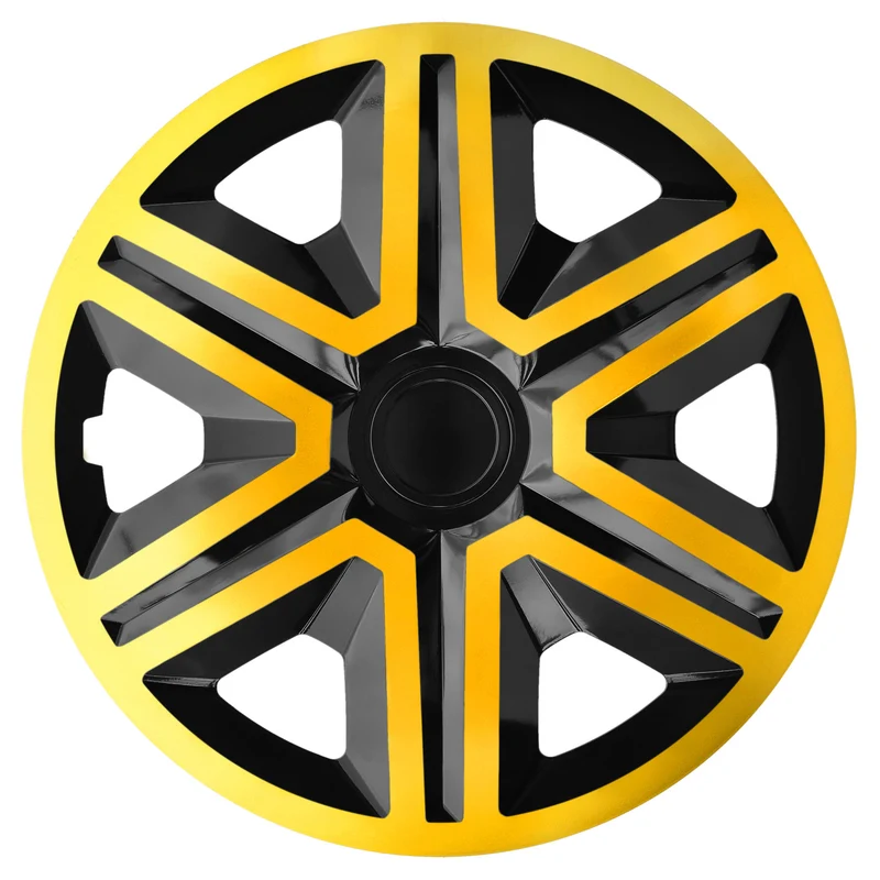 NRM ACTION Doublecolor Radzierblenden für 15" Stahlfelgen Zweifarbige Radkappen Satz 4er Set Auto KFZ Fahrzeug Geeignet ür die meisten Marken und Felgen ABS-Kunststoff Gold/Schwarz