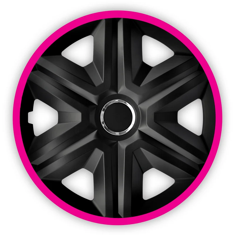 Universal Radkappen Radzierblenden Radblenden Auto KFZ 4 Stück Schwarz/Pink 15"