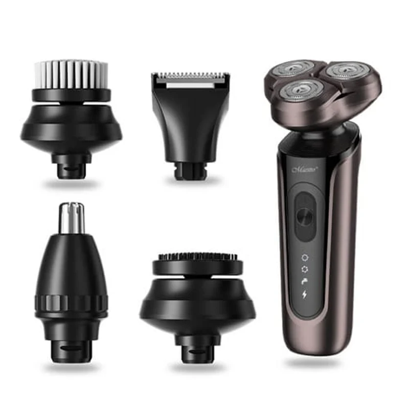 Maestro 5-in-1 Rasierset, Rasierer, Nasentrimmer, Gesichtsreinigungsbürste, Massageaufsatz, Haartrimmer, wasserdichtes Gehäuse, bis zu 60 Min. Laufzeit, MR-674