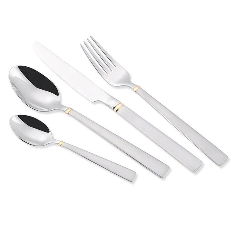 Besteckset 24 teilig für 6 Personen aus Edelstahl 18/10 Essbesteck Set Messer Gabel Löffel Tafelbesteck Silber/Gold