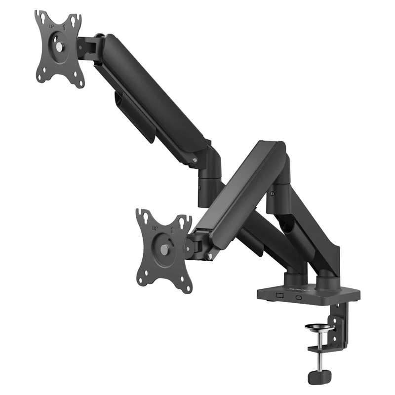 Savio Doppelmonitor-Tischhalterung, 17-32'', 9kg Belastung pro Monitor, VESA, Federmechanismus, schwarz, SAVUM-04