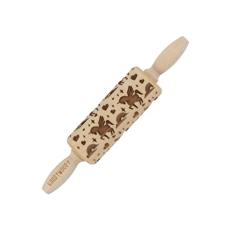 Goody Woody Tortenheber mit Gravur, 23,5 cm, Buchenholz, Einhorn-Design