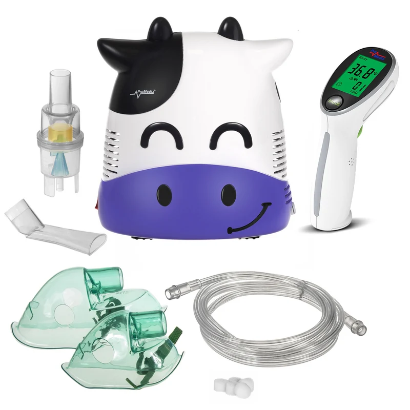 Promedix Kinderinhalator, Inhalator, Vernebler, Maske, Filterset, PR-810 + Promedix PR-960 berührungsloses medizinisches Infrarot-Thermometer