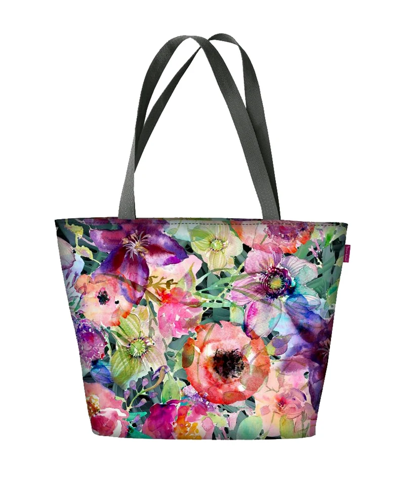 Holi Schultertasche mit Reißverschlus Damen Shopper Passend für A4 Tragetasche Tasche mit Motiv Flora