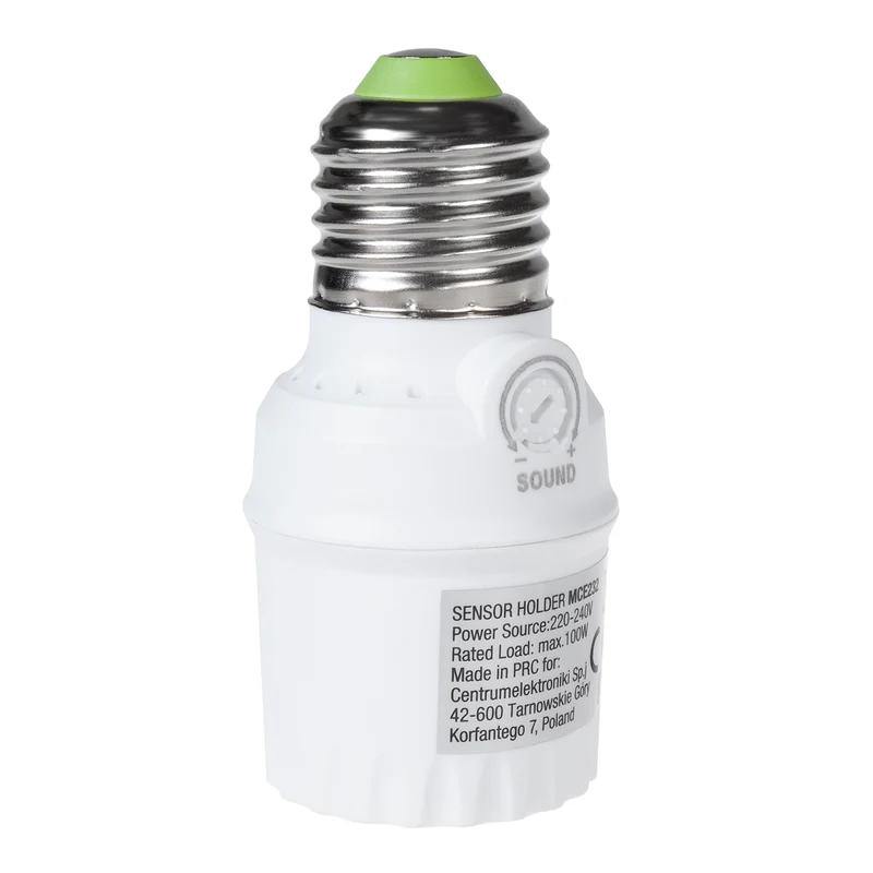 Glühbirnenfassung mit Geräuschsensor Maclean, E27 mit Geräuschsensor, max. 100 W, Bereich 30 dB – 90 dB, MCE232