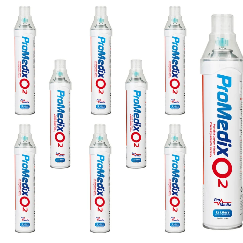 9x Promedix 12L tragbarer 99,4% Sauerstoff-Inhalator in Dosen, PR-994