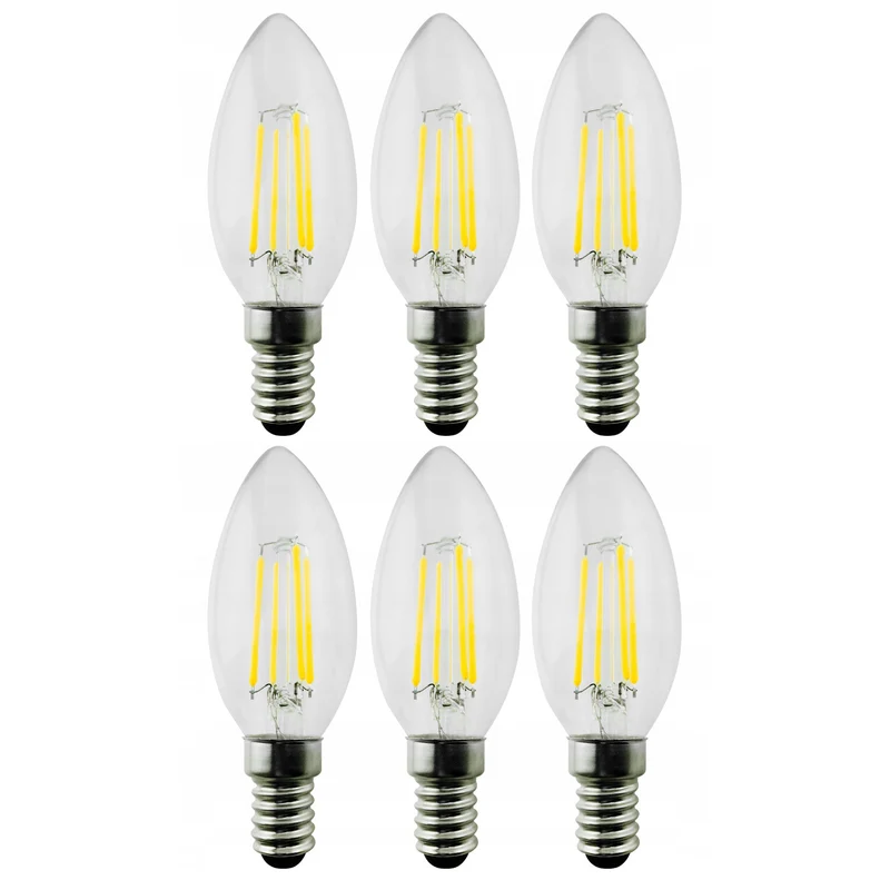 6x Maclean, Filament LED E14, 6W, 230V, WW warmweiß 3000K, 806lm, Retro Edison Deko-Kerze C35, MCE286