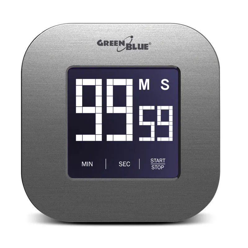 Digitaler Touchscreen Timer Countdown Stoppuhr Magnet Rückseite + Ständer GreenBlue