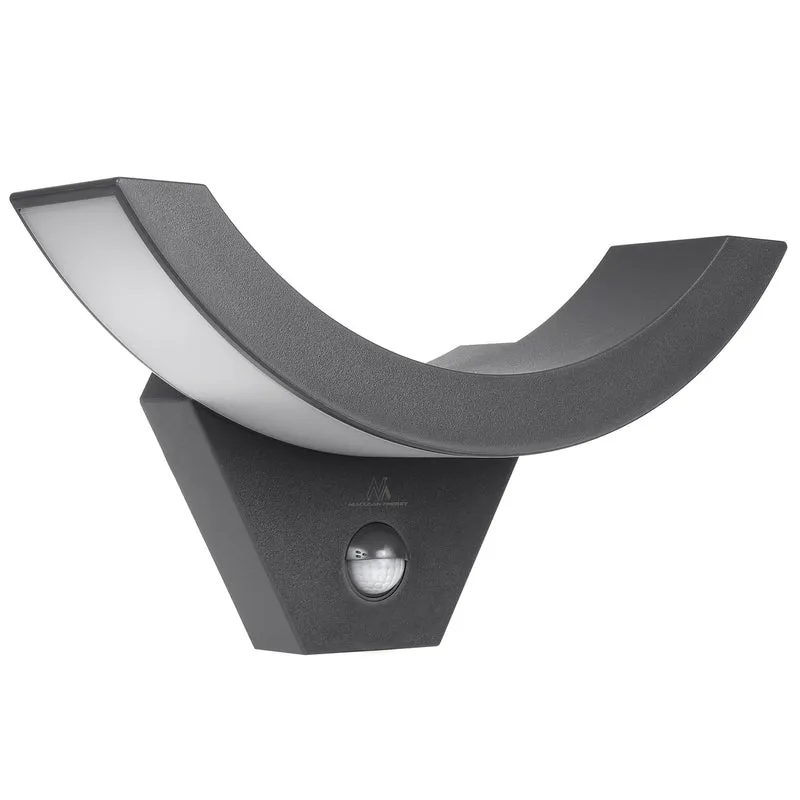 Dekorative LED-Lampe mit Infrarot-Bewegungssensor Wandleuchte Innenlampe Außenbeleuchtung 800lm 10W IP54 Wasserdicht (Grau)