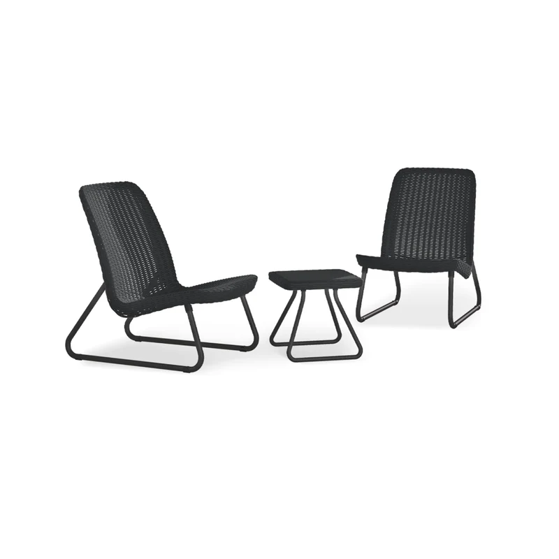 Keter Rio Patio Set - 2 Stühle und ein Tisch in Graphitfarbe