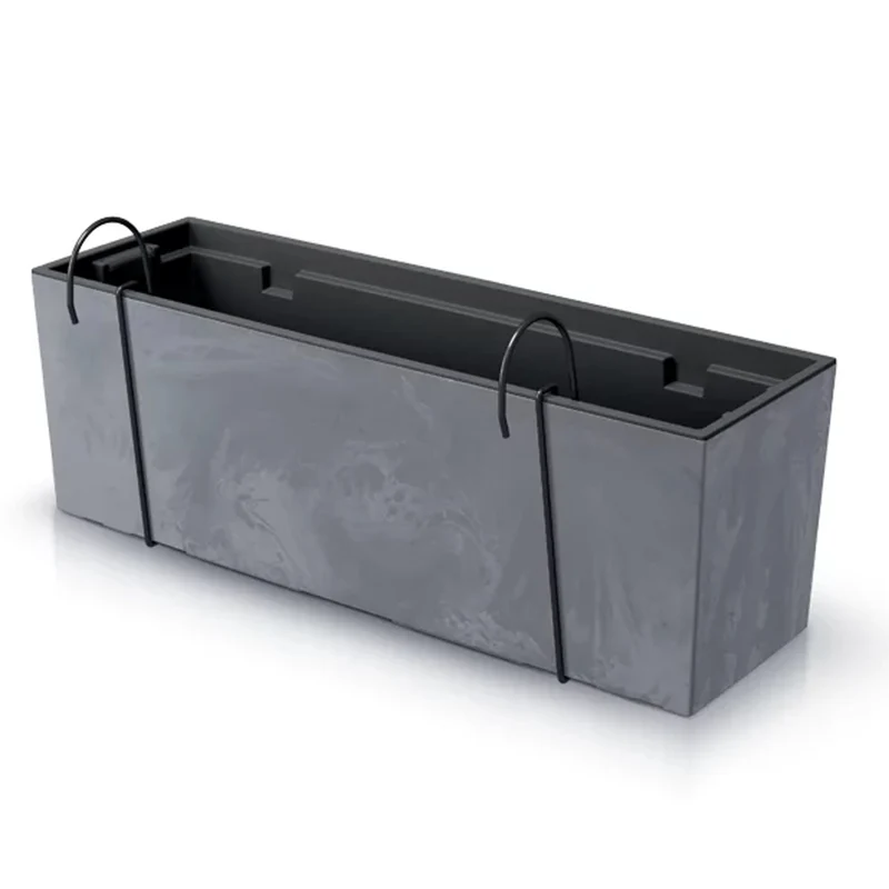 Urbi Case Beton Effect Balkonkasten mit Aufhängung Blumenkasten Blumentopf mit Haken Pflanzkasten 580x180x195mm