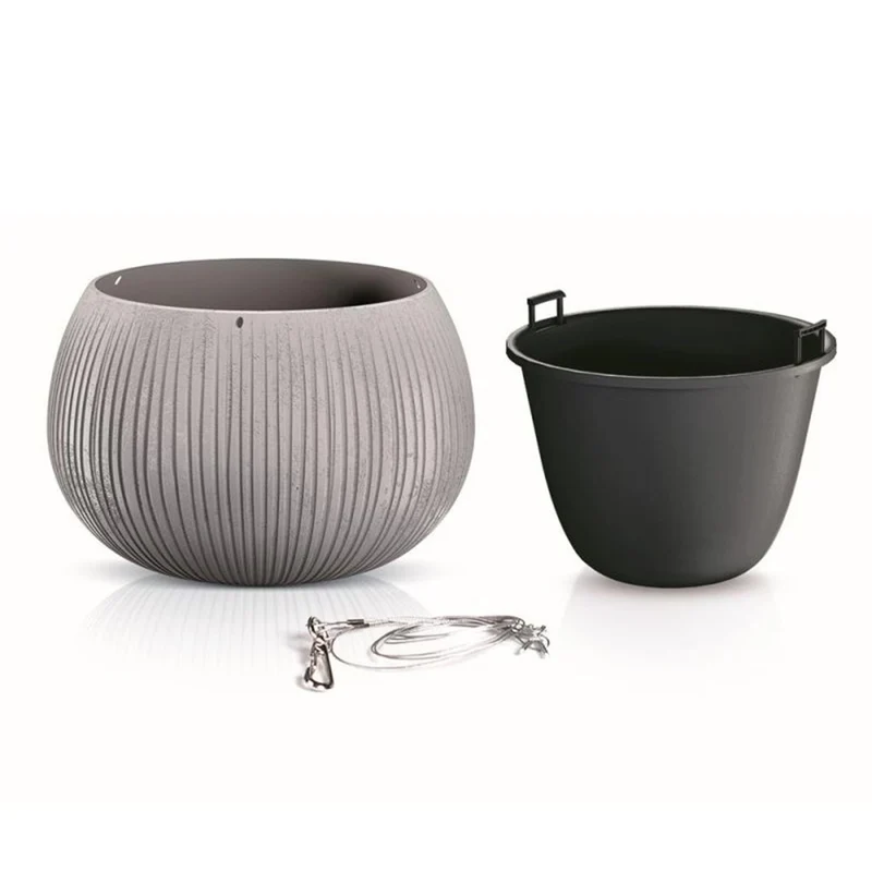Beton Bowl Blumenampel Blumentopf Hängetopf inkl. Pflanztopf (290mm, Beton)