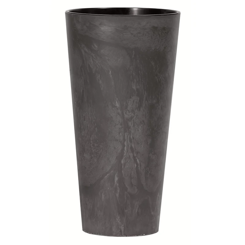 Prosperplast Tubus Slim Effect Blumentopf Pflanzkübel Beton-Design 2in1 inkl. Pflanztopf Rund Kunststoff (300mm, Anthrazit)