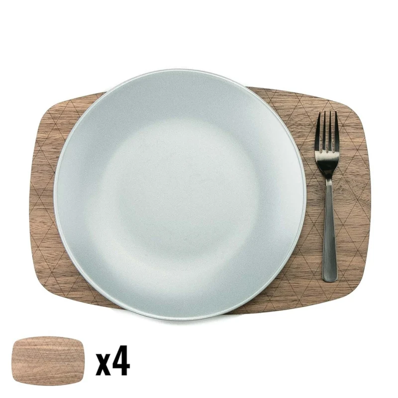Untersetzer aus Holz 4-er Set Getränkeuntersetzer Tassenuntersetzer Tischuntersetzer Wiederverwendbar (28 cm x 19 cm, Amerikanischer Nussbaum)